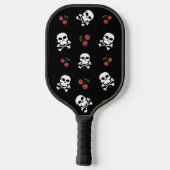 RAB Rockabilly Skulls en Cherries op zwart Pickleball Paddle (Achterkant)