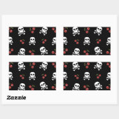 RAB Rockabilly Skulls en Cherries op zwart Rechthoekige Sticker (Vel)