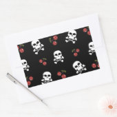 RAB Rockabilly Skulls en Cherries op zwart Rechthoekige Sticker (Envelop)