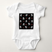 RAB Rockabilly Skulls en Cherries op zwart Romper (Voorkant)