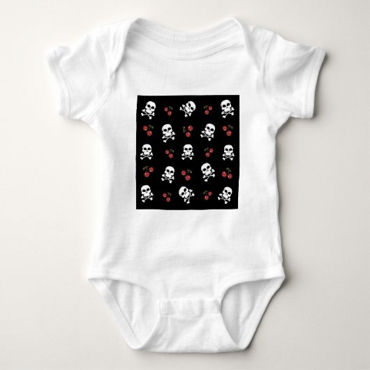 RAB Rockabilly Skulls en Cherries op zwart Romper (Voorkant)