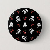 RAB Rockabilly Skulls en Cherries op zwart Ronde Button 5,7 Cm (Voorkant)