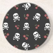 RAB Rockabilly Skulls en Cherries op zwart Zandsteen Onderzetter (Voorkant)