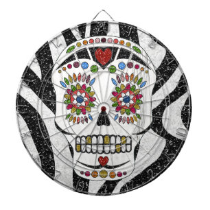 RAB Rockabilly Sugar Skull op Zebra Print Dartbord