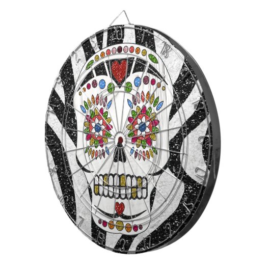 RAB Rockabilly Sugar Skull op Zebra Print Dartbord (Voorkant Rechts)