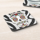 RAB Rockabilly Sugar Skull op Zebra Print Drankjes Onderzetter (Linkerzijde)