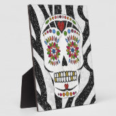 RAB Rockabilly Sugar Skull op Zebra Print Fotoplaat (Zijkant)