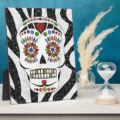 RAB Rockabilly Sugar Skull op Zebra Print Fotoplaat (Zijkant)