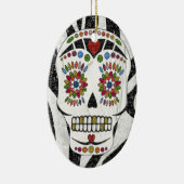 RAB Rockabilly Sugar Skull op Zebra Print Keramisch Ornament (Rechts)