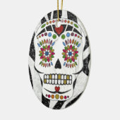 RAB Rockabilly Sugar Skull op Zebra Print Keramisch Ornament (Links)