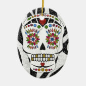 RAB Rockabilly Sugar Skull op Zebra Print Keramisch Ornament (Voorkant)