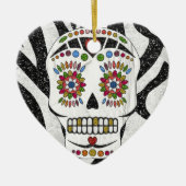 RAB Rockabilly Sugar Skull op Zebra Print Keramisch Ornament (Voorkant)