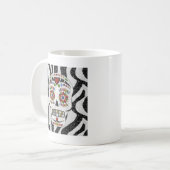 RAB Rockabilly Sugar Skull op Zebra Print Koffiemok (Voorkant links)