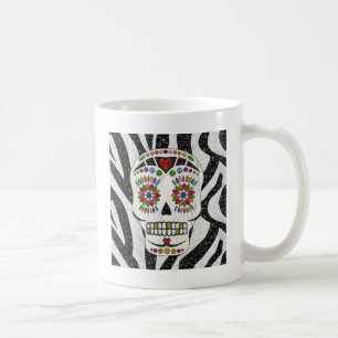 RAB Rockabilly Sugar Skull op Zebra Print Koffiemok