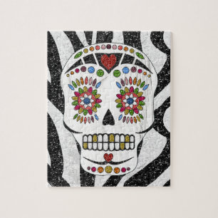 RAB Rockabilly Sugar Skull op Zebra Print Legpuzzel
