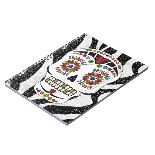 RAB Rockabilly Sugar Skull op Zebra Print Notitieboek (Linkerzijde)