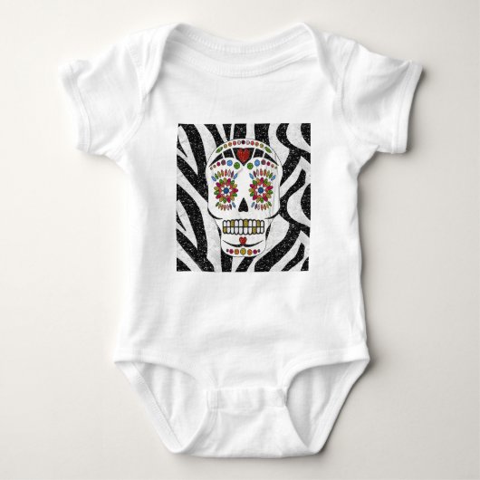 RAB Rockabilly Sugar Skull op Zebra Print Romper (Voorkant)