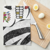 RAB Rockabilly Sugar Skull op Zebra Print Theedoek (Quarter Fold)