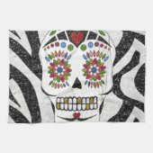 RAB Rockabilly Sugar Skull op Zebra Print Theedoek (Horizontaal)