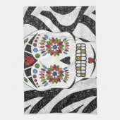 RAB Rockabilly Sugar Skull op Zebra Print Theedoek (Verticaal)