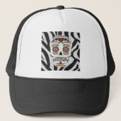 RAB Rockabilly Sugar Skull op Zebra Print Trucker Pet (Voorkant)