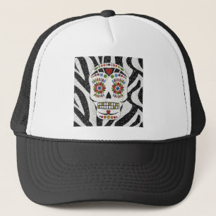 RAB Rockabilly Sugar Skull op Zebra Print Trucker Pet
