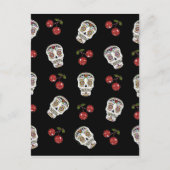 RAB Rockabilly Sugar Skulls Cherries on Black Briefkaart (Voorkant)