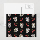 RAB Rockabilly Sugar Skulls Cherries on Black Briefkaart (Voorkant / Achterkant)