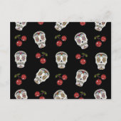 RAB Rockabilly Sugar Skulls Cherries on Black Briefkaart (Voorkant)