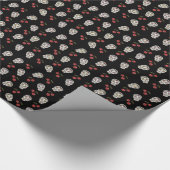 RAB Rockabilly Sugar Skulls Cherries on Black Cadeaupapier (Hoek)