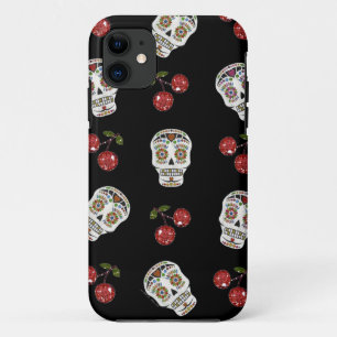 RAB Rockabilly Sugar Skulls Cherries on Black Case-Mate iPhone Case