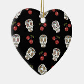 RAB Rockabilly Sugar Skulls Cherries on Black Keramisch Ornament (Rechts)