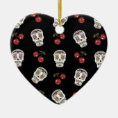 RAB Rockabilly Sugar Skulls Cherries on Black Keramisch Ornament