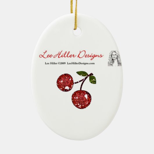 RAB Rockabilly Sugar Skulls Cherries on Black Keramisch Ornament (Achterkant)