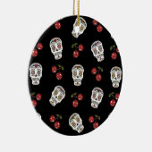RAB Rockabilly Sugar Skulls Cherries on Black Keramisch Ornament (Rechts)