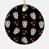 RAB Rockabilly Sugar Skulls Cherries on Black Keramisch Ornament (Voorkant)