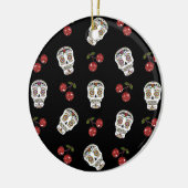 RAB Rockabilly Sugar Skulls Cherries on Black Keramisch Ornament (Links)