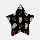 RAB Rockabilly Sugar Skulls Cherries on Black Keramisch Ornament (Rechts)