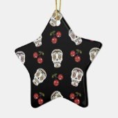 RAB Rockabilly Sugar Skulls Cherries on Black Keramisch Ornament (Links)