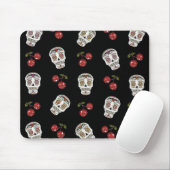 RAB Rockabilly Sugar Skulls Cherries on Black Muismat (Met muis)