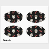 RAB Rockabilly Sugar Skulls Cherries on Black Ovale Sticker (Vel)