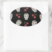 RAB Rockabilly Sugar Skulls Cherries on Black Ovale Sticker (Tas)