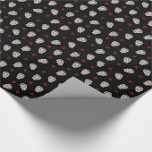 RAB Rockabilly Sugar Skulls Rozen op zwart Cadeaupapier (Hoek)