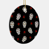 RAB Rockabilly Sugar Skulls Rozen op zwart Keramisch Ornament (Rechts)