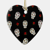 RAB Rockabilly Sugar Skulls Rozen op zwart Keramisch Ornament (Rechts)
