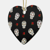 RAB Rockabilly Sugar Skulls Rozen op zwart Keramisch Ornament (Links)
