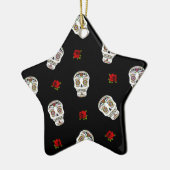 RAB Rockabilly Sugar Skulls Rozen op zwart Keramisch Ornament (Links)