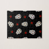 RAB Rockabilly Sugar Skulls Rozen op zwart Legpuzzel (Horizontaal)