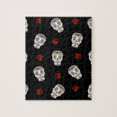 RAB Rockabilly Sugar Skulls Rozen op zwart Legpuzzel (Verticaal)