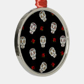 RAB Rockabilly Sugar Skulls Rozen op zwart Metalen Ornament (Rechts)